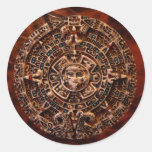 MAYAN Sun Calendar of Mexico Round Stickers