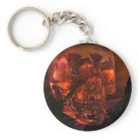 Mayan Temple with Crystal Skull Keychain