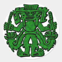 Mayan With Clubs Green Stickers