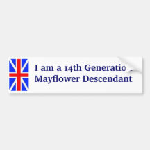 Mayflower Descendant -14th Bumper Sticker