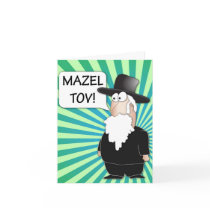 Mazel Tov Greeting Card - Jewish Rabbi cartoon