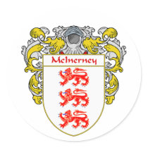 McInerney Coat of Arms (Mantled) Round Sticker