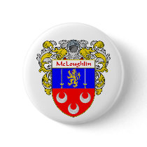 McLoughlin Coat of Arms (Mantled) Pinback Button