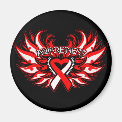 MDS Awareness Heart Wings Fridge Magnets