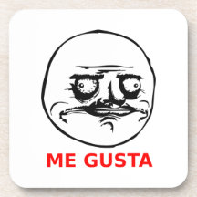 Me Gusta Face with Text Beverage Coaster