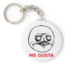 Me Gusta Face with Text Key Chain