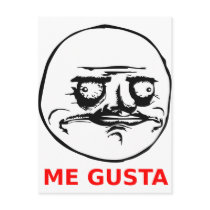 Me Gusta Face with Text Post Cards