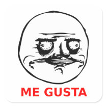 Me Gusta Face with Text Square Stickers