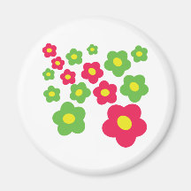 meadow green pink flowers refrigerator magnet
