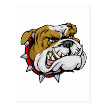 Mean bulldog mascot illustration postcards