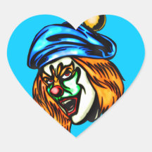 Mean Evil Clown Heart Stickers