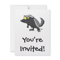 mean honey badger cartoon character invitation
