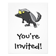 mean honey badger cartoon character invitation