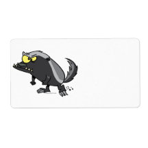 mean honey badger cartoon character shipping label