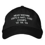 MEAN MACHINE USFTL'S NAT'L COED CHAMPS'07, '08,... embroidered hats