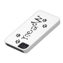 Meaow Animals Cats Pets Paws Letters Black White Case-Mate iPhone 4 Case