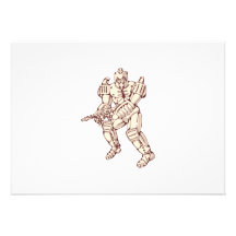 Mecha Robot Warrior With Ray Gun Invite