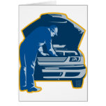 mechanic repair fixing car auto card