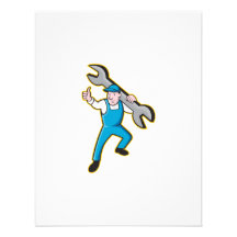 Mechanic With Spanner Thumbs Up Invitations