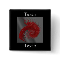 Mechanical Shell. Red and Grey Digital Art. Pinback Buttons