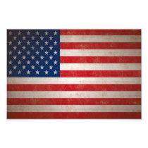 Med Vintage Grunge Style American Flag Photo Print