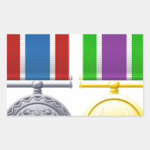 Médailles militaires de style stickers rectangulaires