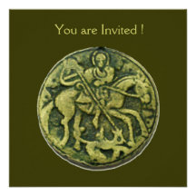 MÉDAILLON DE ST GEORGE ET DE DRAGON CARTON D'INVITATION