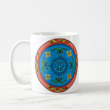 Medallion Design Peace Sign Coffee Mugs