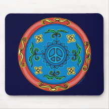 Medallion Design Peace Sign Mouse Pad