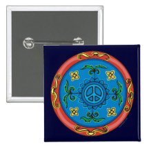 Medallion Design Peace Sign Pins