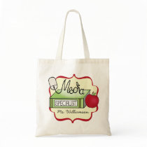 Media Specialist Tote - Apple, Book, and Mouse Canvas Bag