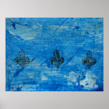 Médias mélangés de Blue Fleur de Lis Affiches