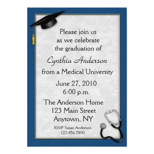 Medical Blue Graduation Invitation