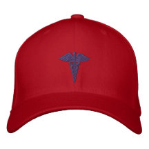 Medical Caduceus Blue Embroidered Baseball Cap
