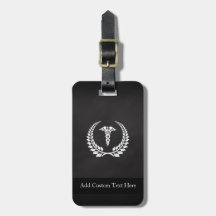 Medical Caduceus Laurel Bag Tags