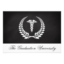 Medical Caduceus Laurel Custom Invites