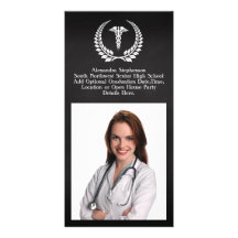 Medical Caduceus Laurel Customized Photo Card