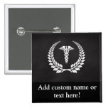 Medical Caduceus Laurel Pinback Button