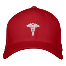 Medical Caduceus White Embroidered Baseball Caps