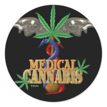 Medical cannabis  Caduceus with wings by Valxart Sticker