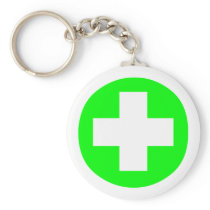 MEDICAL FETISH CROSS GREEN WHITE KEYCHAINS