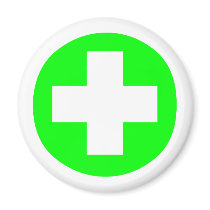 MEDICAL FETISH CROSS GREEN WHITE FRIDGE MAGNET