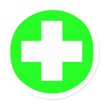 MEDICAL FETISH CROSS GREEN WHITE ROUND STICKER