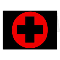 MEDICAL FETISH CROSS RED BLACK CARD