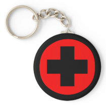 MEDICAL FETISH CROSS RED BLACK KEY CHAIN