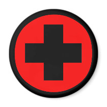 MEDICAL FETISH CROSS RED BLACK FRIDGE MAGNET