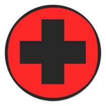 MEDICAL FETISH CROSS RED BLACK STICKER