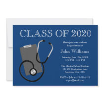 Medical Nursing School Blue Graduation Invitations