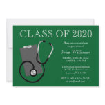 Medical Nursing School Green Graduation invitations