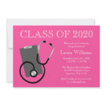 Medical Nursing School Pink Graduation invitations